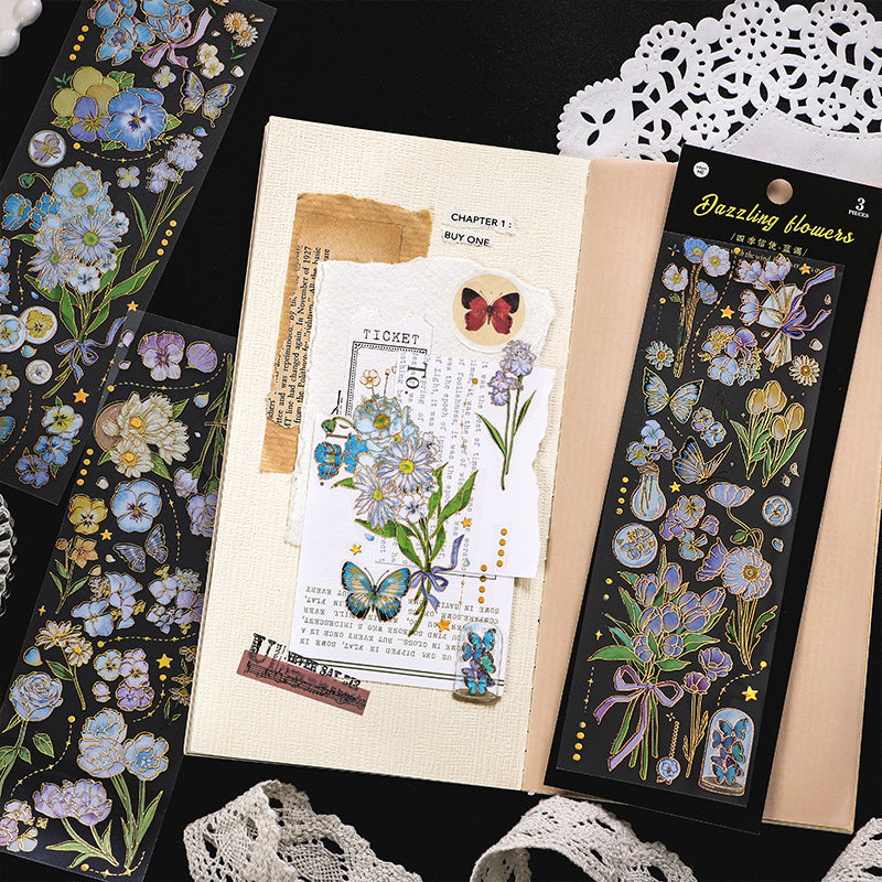 Vintage flower DIY hand account material sticker #S9754