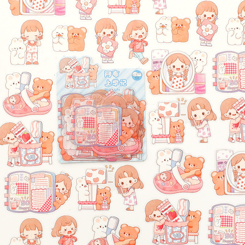 PET waterproof cute girl hand account sticker #S7156