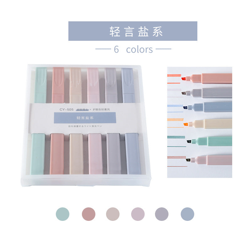 #PEN323 Large capacity fluorescent pen soft head color marking pen 6PCS/lLot