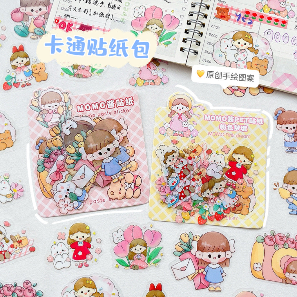Cute girl PET waterproof hand account sticker #S6616