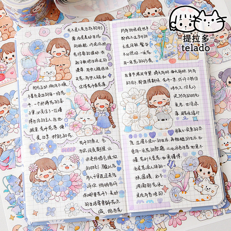 Cute Flower Girl Eco-Friendly Ink Pocket Sticker 160CM #S4212