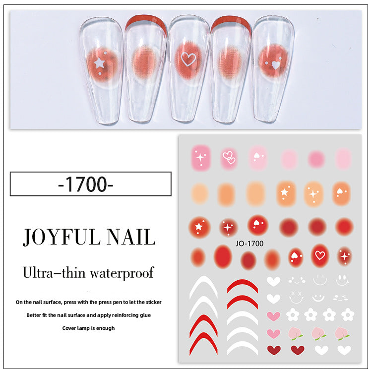 Peach Heart Love Small Pattern Gradient Nail Sticker #s2110
