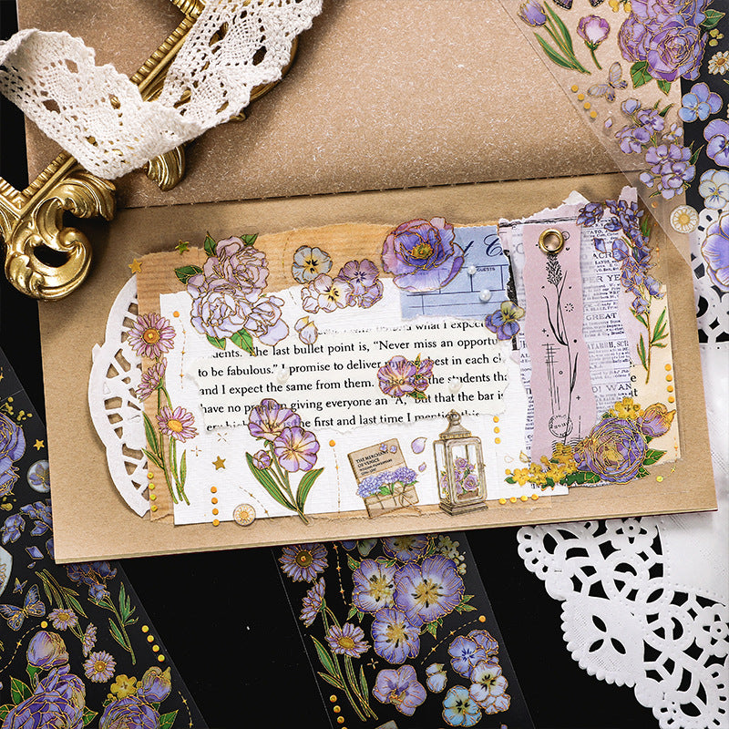 Vintage flower DIY hand account material sticker #S9754