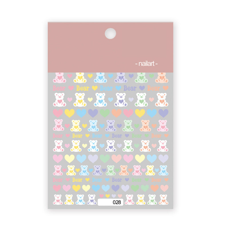 Cartoon Bear Rabbit Black White Plaid Nail Stickers #NA3566