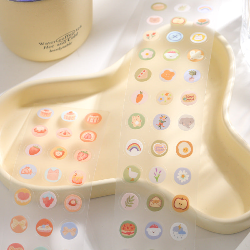 Round cute simple hand account decorative material sticker #S7390