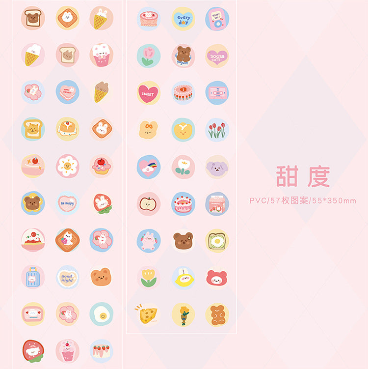 Round cute simple hand account decorative material sticker #S7390