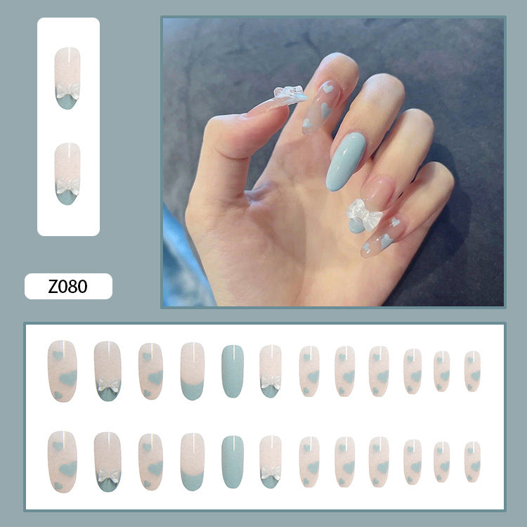 Blue Bow Heart Nail Patch #n7179