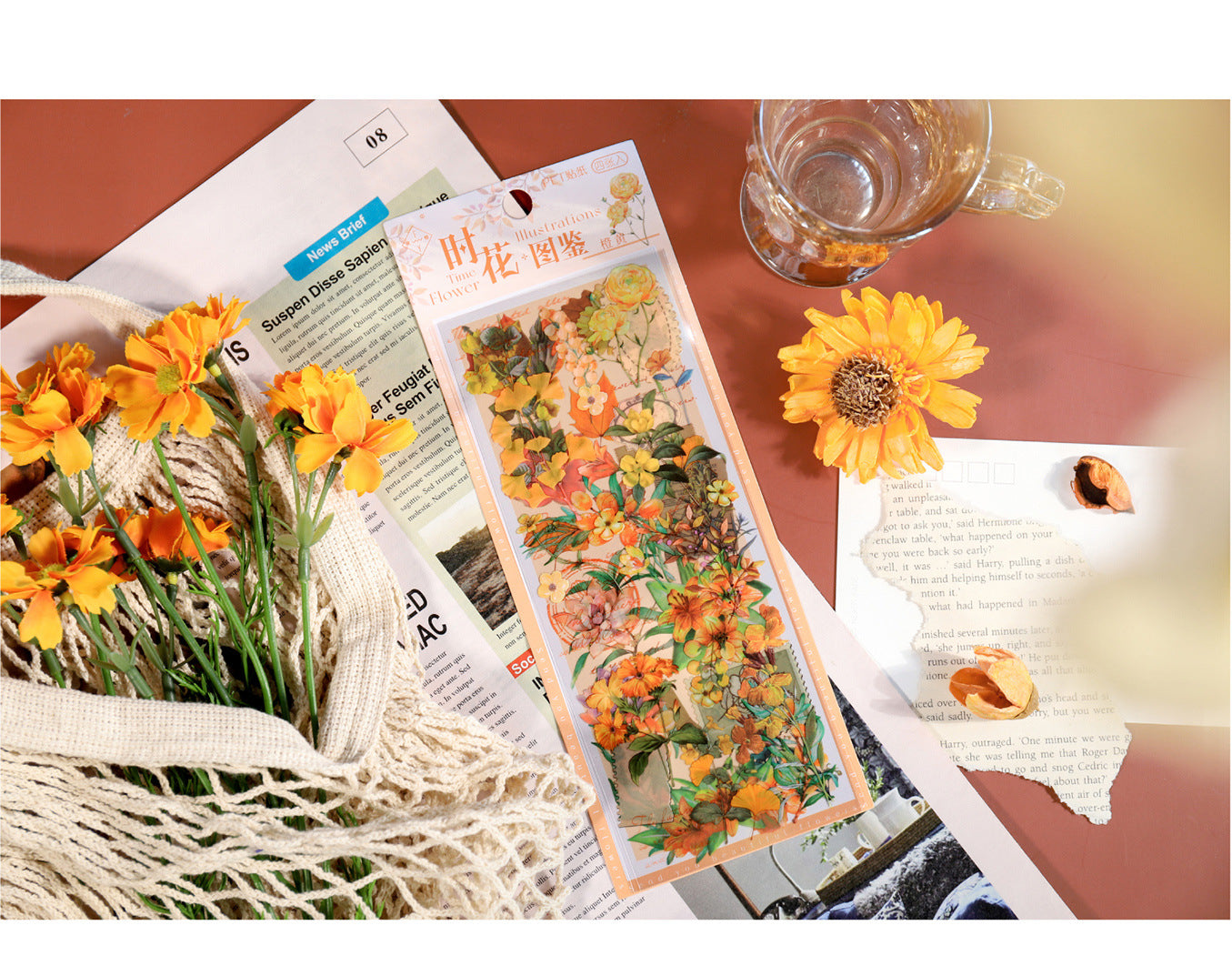 Small fresh plants and flowers hand account material stickers #S5118