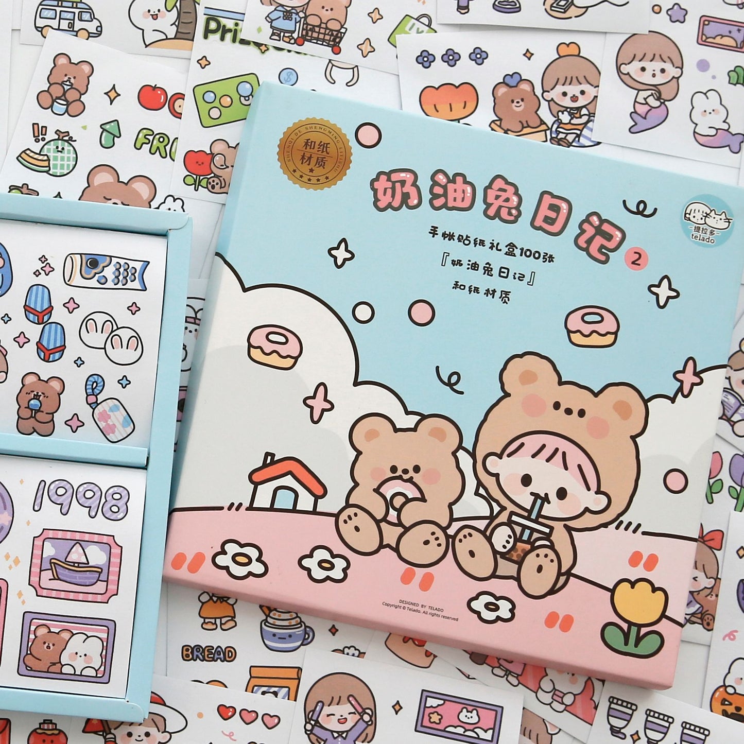 PET waterproof sticker hand account gift box 100pcs/lot #S5718