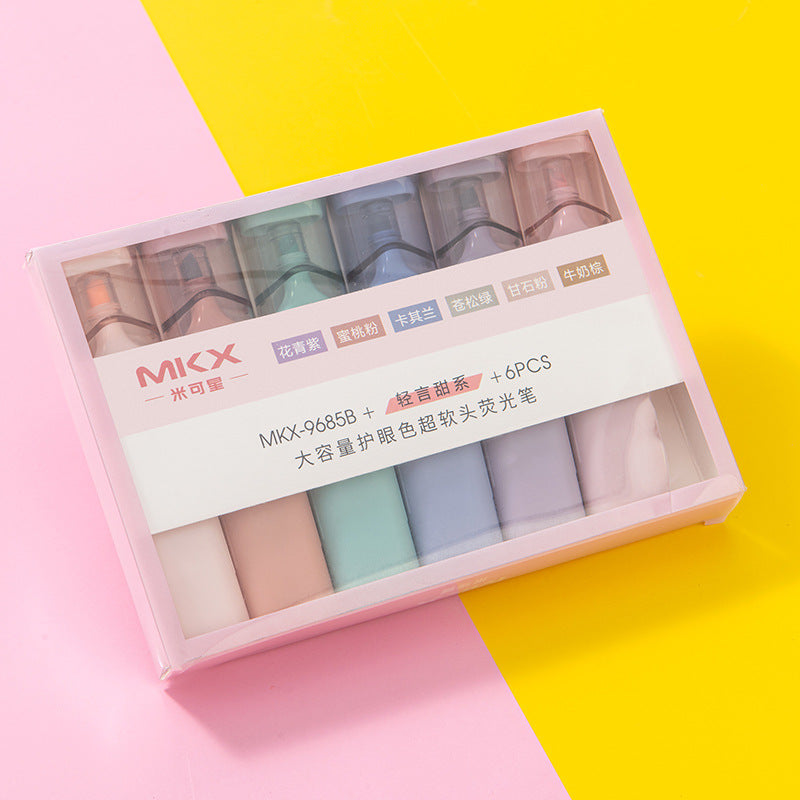 Large capacity soft tip highlighter 6pcs/lot #p9996