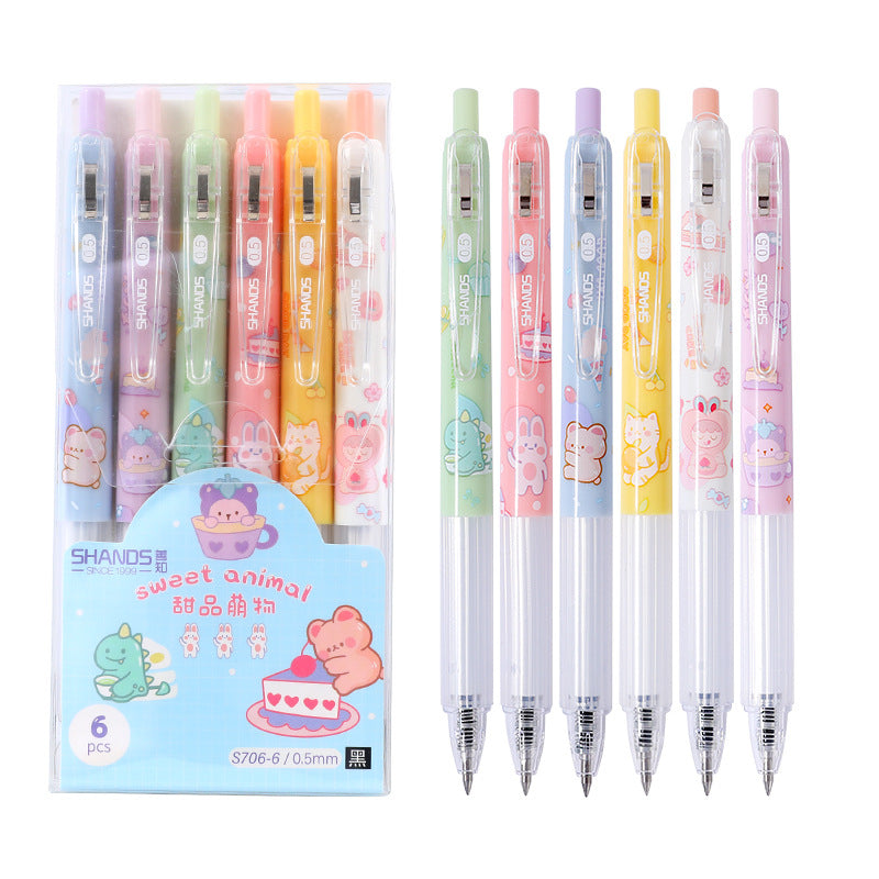 Sweet animal cute thing press pen black 0.5mm 6pcs/lot #P5924