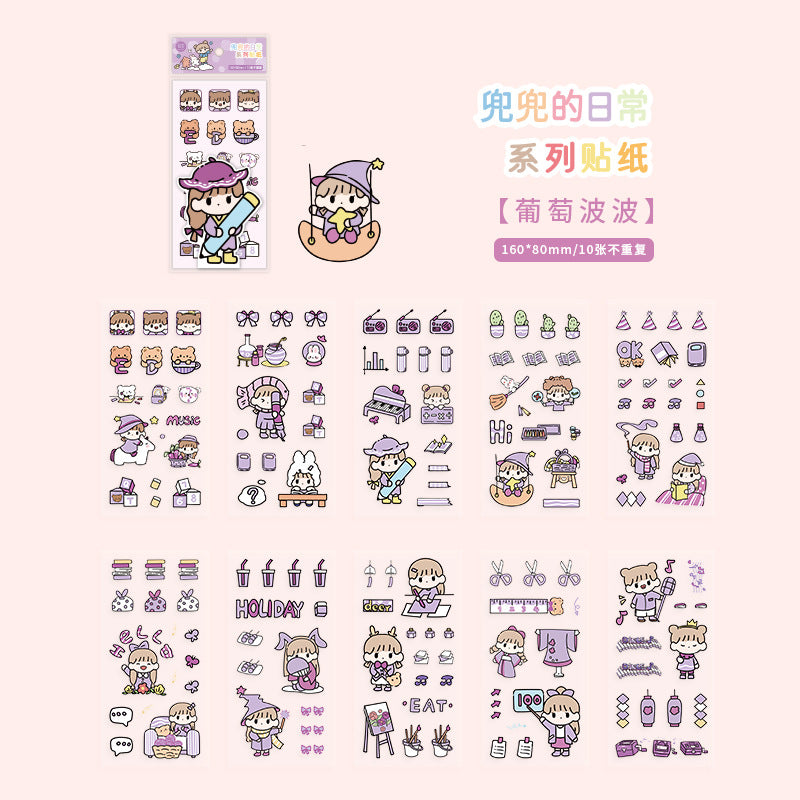 Pet waterproof hand account girl stickers 10pcs/lot #s3998