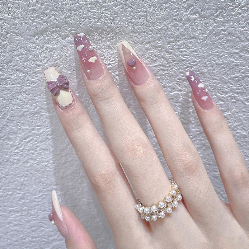 Butterfly Nail Tips Art Detachable manicure with drill nail tips #N0826