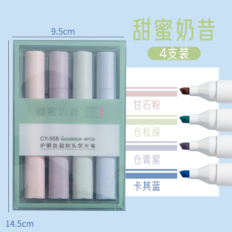 Soft Tip Highlighter 4pcs/lot #p8867