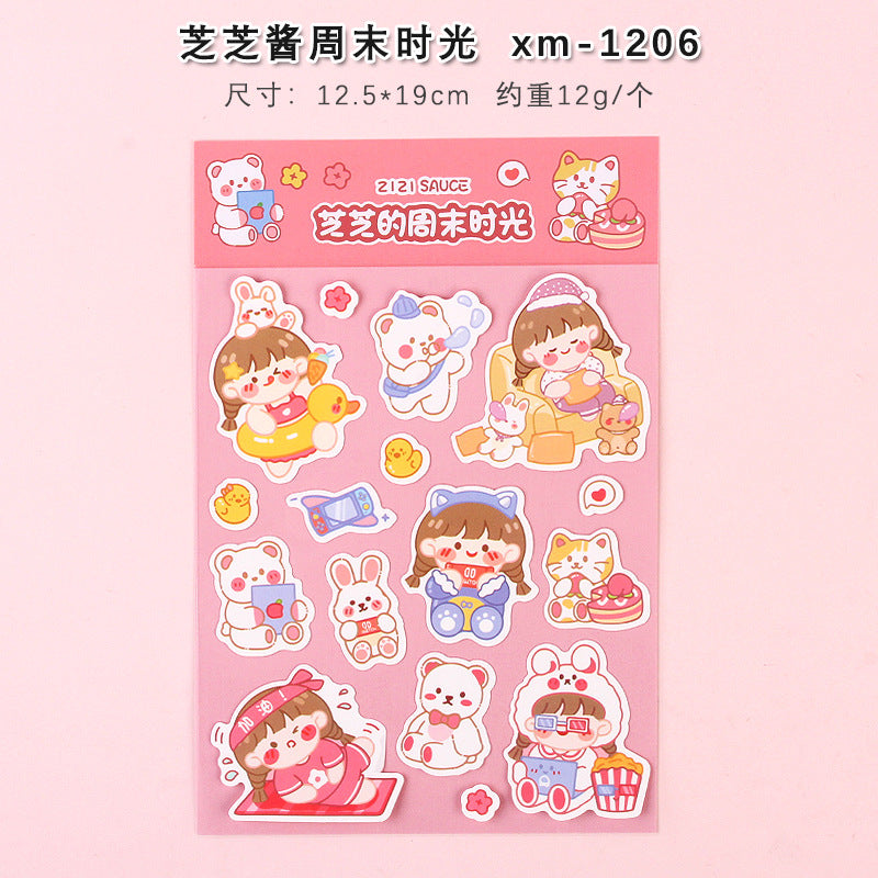 2pcs/lot New girl cute cartoon waterproof sticker #s5743