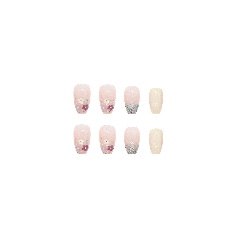 Taro purple small broken flower nail tips #N4322