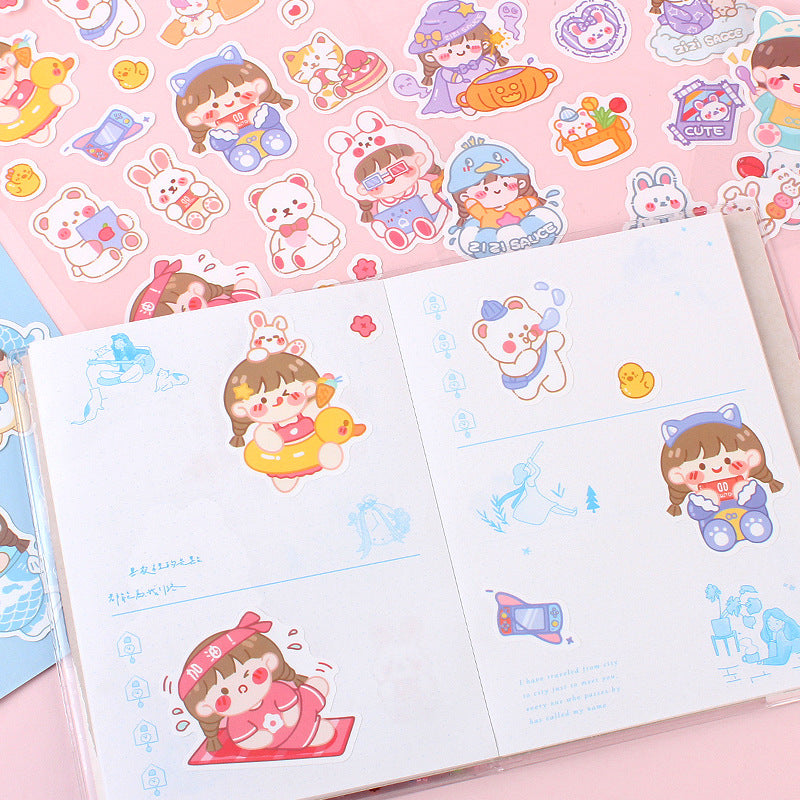 2pcs/lot New girl cute cartoon waterproof sticker #s5743