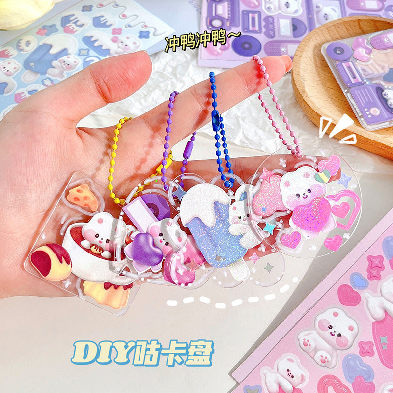 Laser 3D stereo card sticker Cute bear hand account sticker #S6646