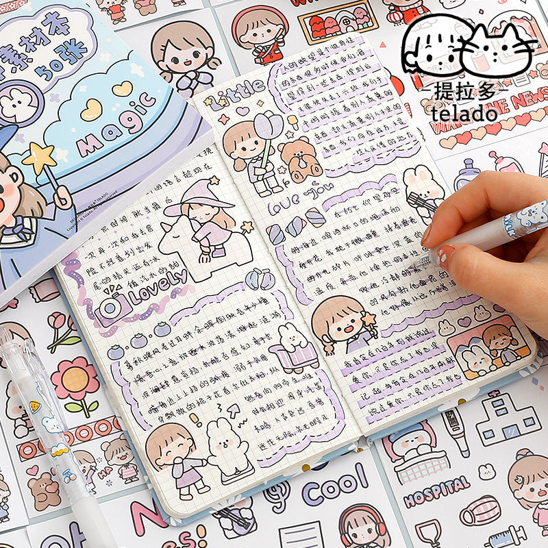 50Page/Book Sticker book Lucky Girls #st9458-1