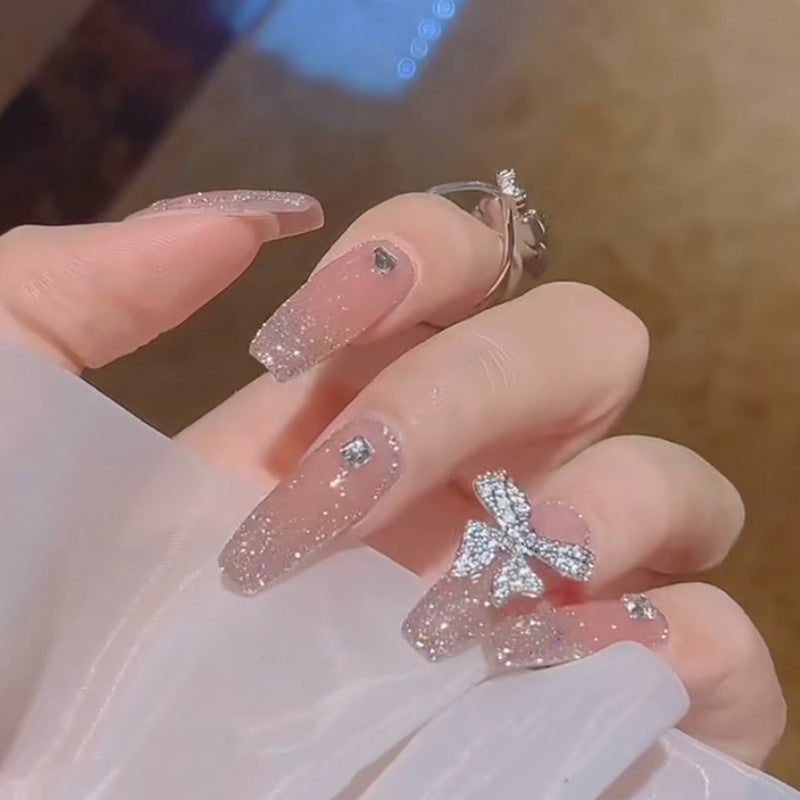 24PCS/Box Bowknot Pattern Pearl Fake Nails #FN34194
