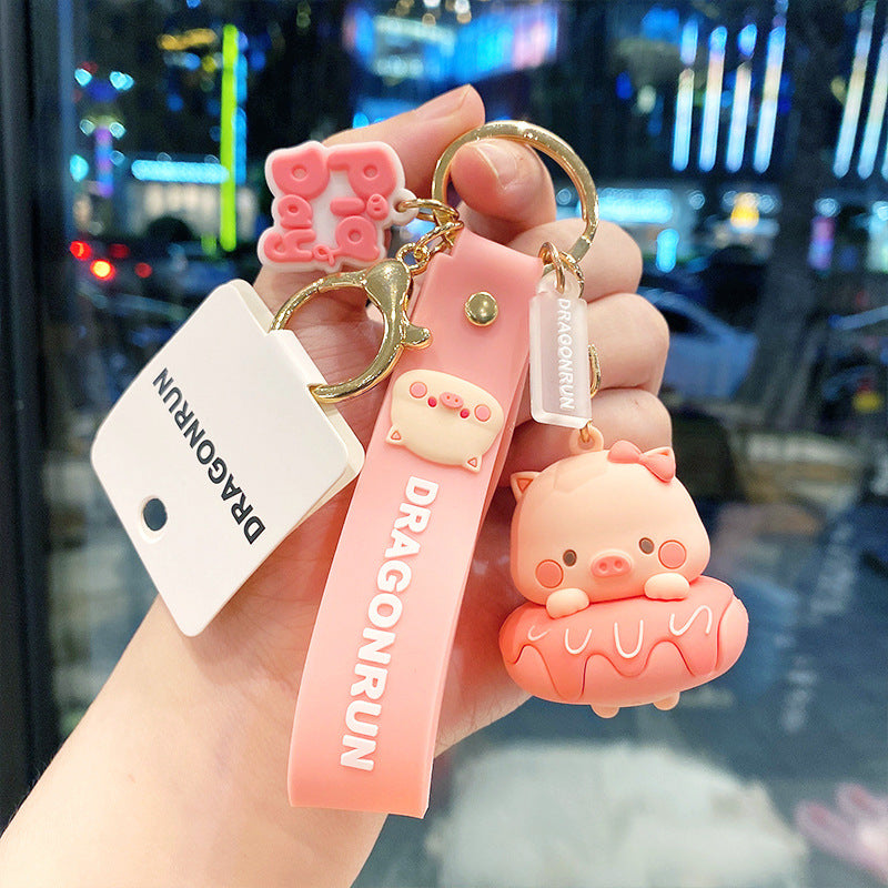 Cute cartoon pig car keychain #K5912