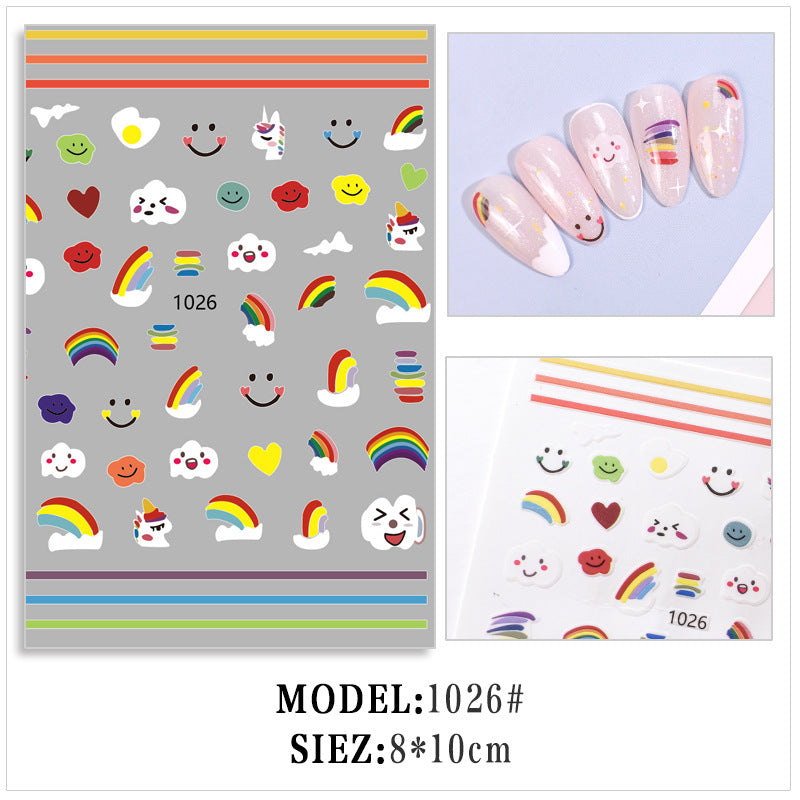 Colorful Heart Love Nail Stickers #s8266
