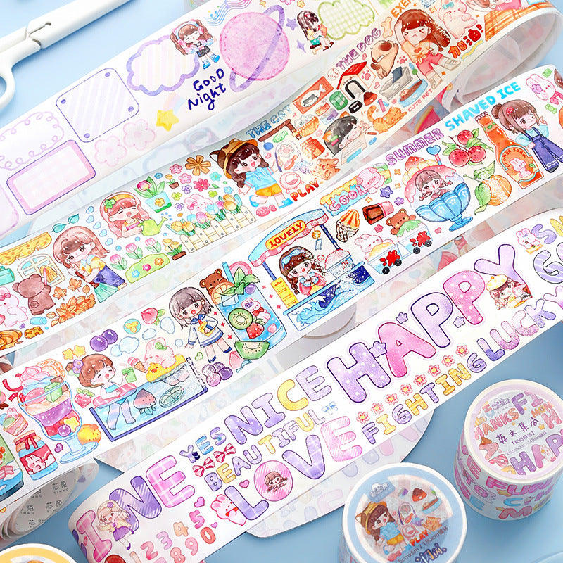 Cute girl cartoon hand account decoration sticker #S5120