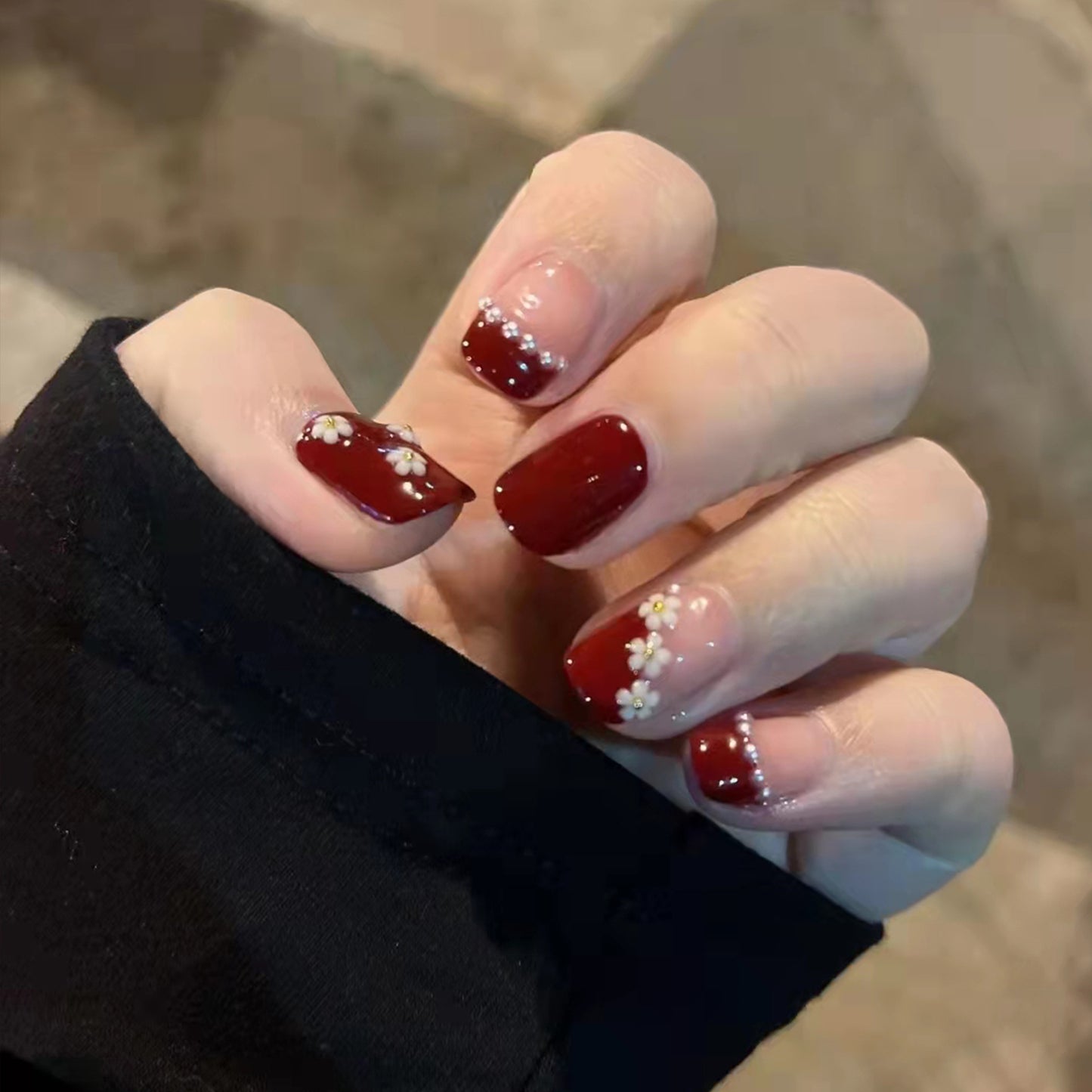 Cherry Flower Pearl Nail Art Removable Nail Patch Nail Art Finished #N3098