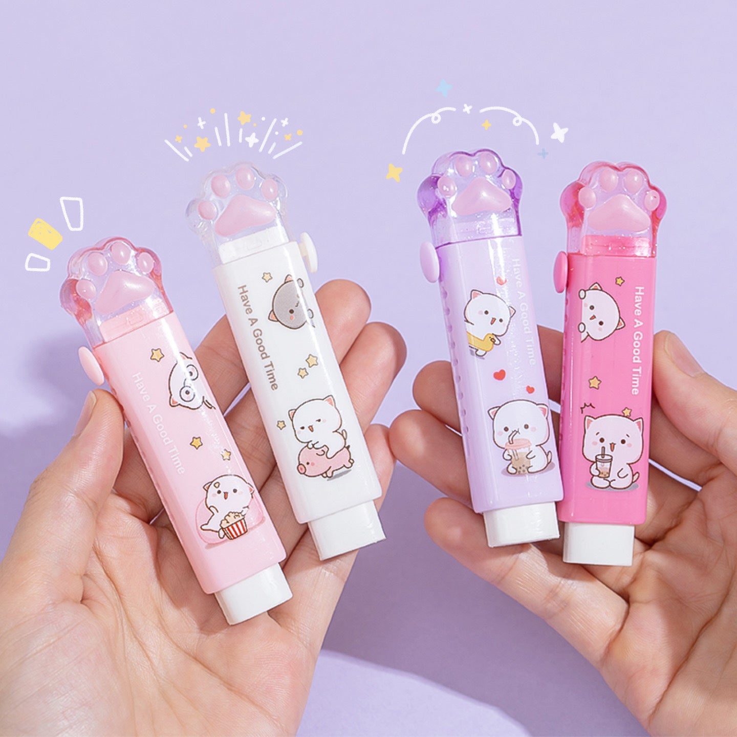 Push-pull pen-type eraser to clean without leaving crumbs 2pcs #E9612