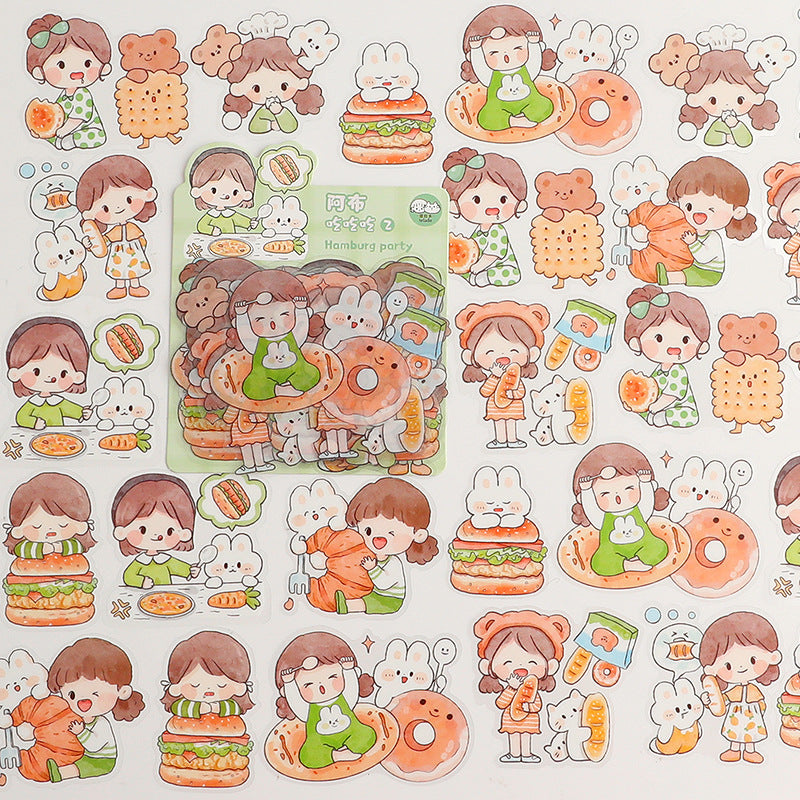 Waterproof cute hand account girl computer water cup sticker 9 girls*3pcs #s8077