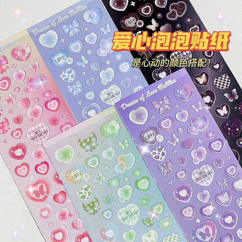 Laser Girls' Heart Bubble DIY Sticker #S6652