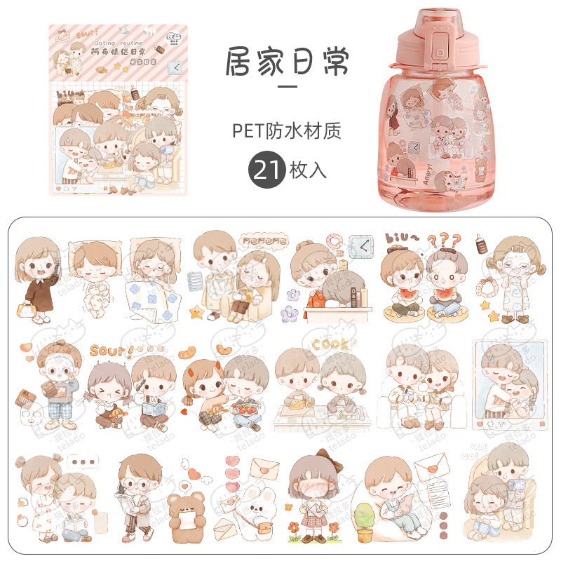 Couple dating daily cute girl hand account waterproof sticker #s8957