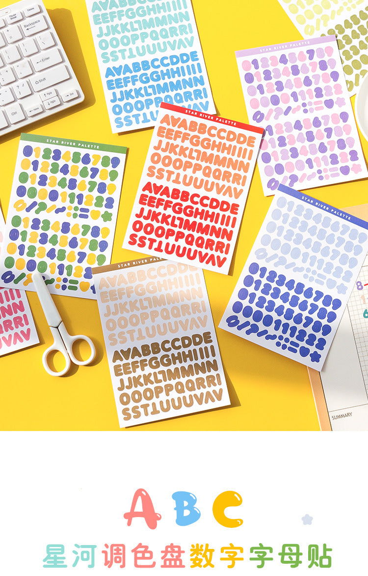 Color palette number letter sticker English stickers #s2456