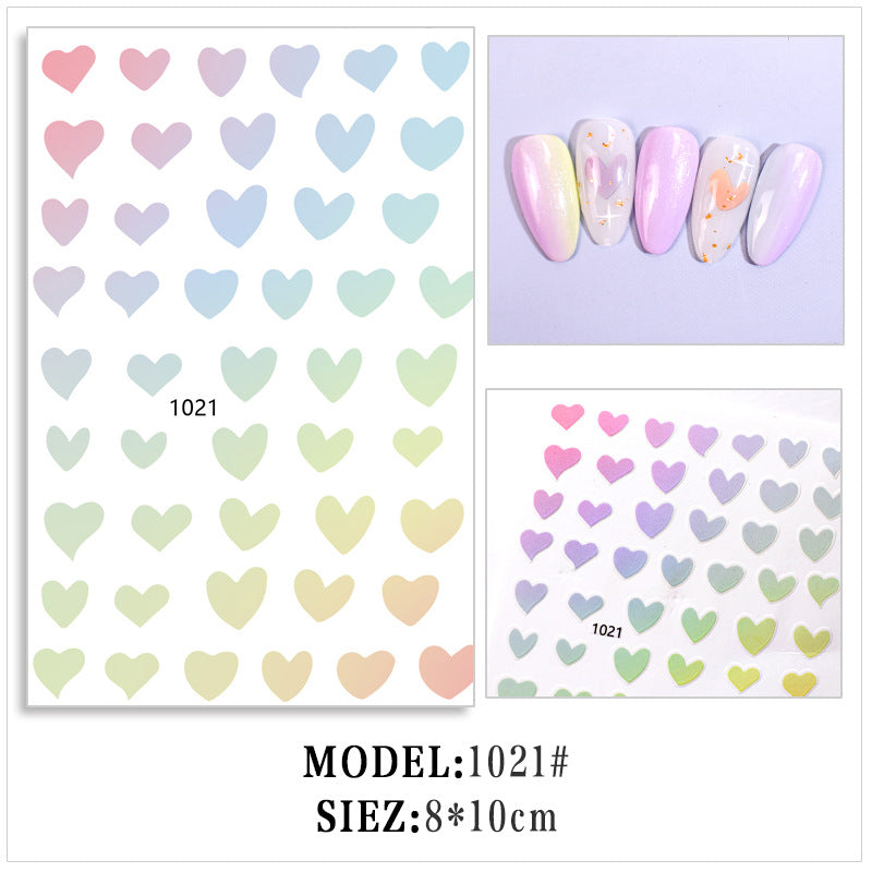 Colorful Heart Love Nail Stickers #s8266