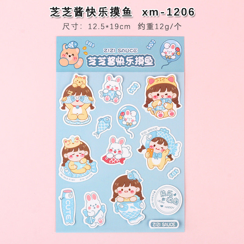 2pcs/lot New girl cute cartoon waterproof sticker #s5743