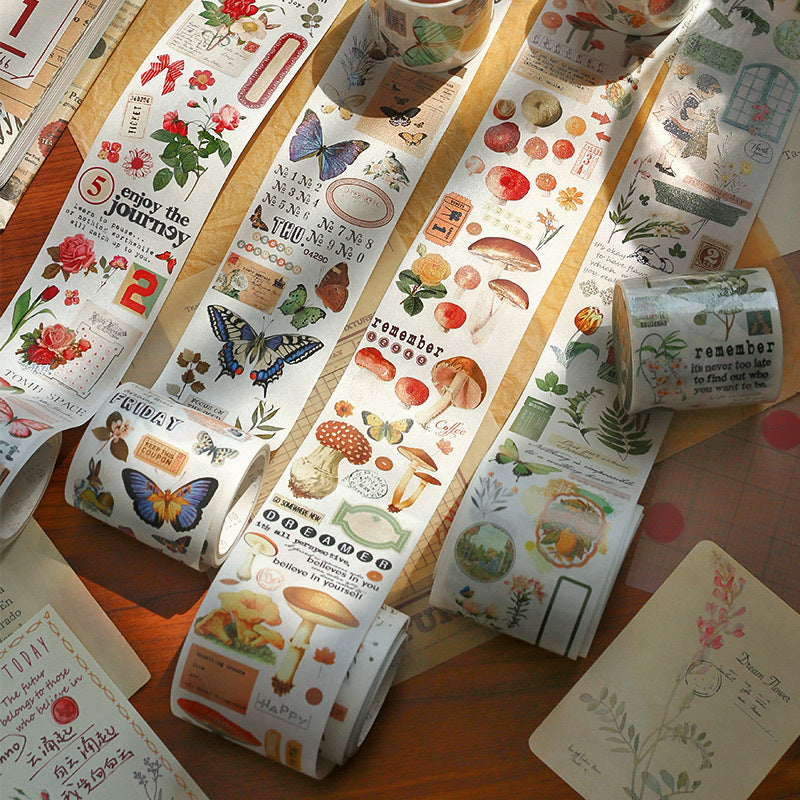Retro creative text animal and plant handbook stickers #S3166
