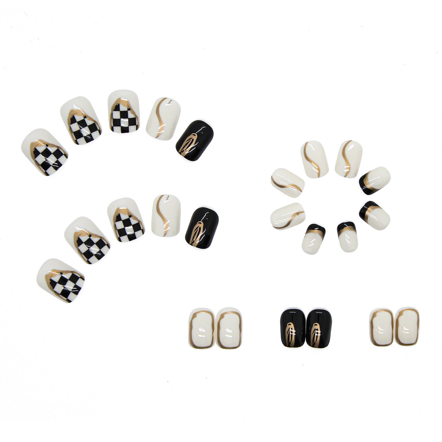 Irregular black and white grid nailpatch removable nailpatch #N5214