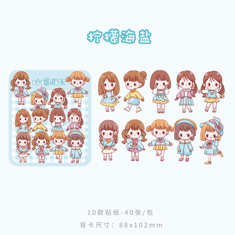 40 Pcs/Lot PET sticker 10 Girls Style cute cartoon waterproof decorative sticker #ST3145