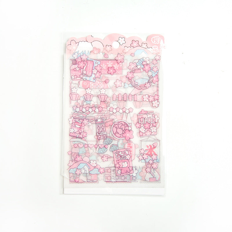 4sheets/lot Cute Cartoon PET Sticker Lovely Girls Scrapbooking Sticker Sheets Japanese Stationery Supply #st2365