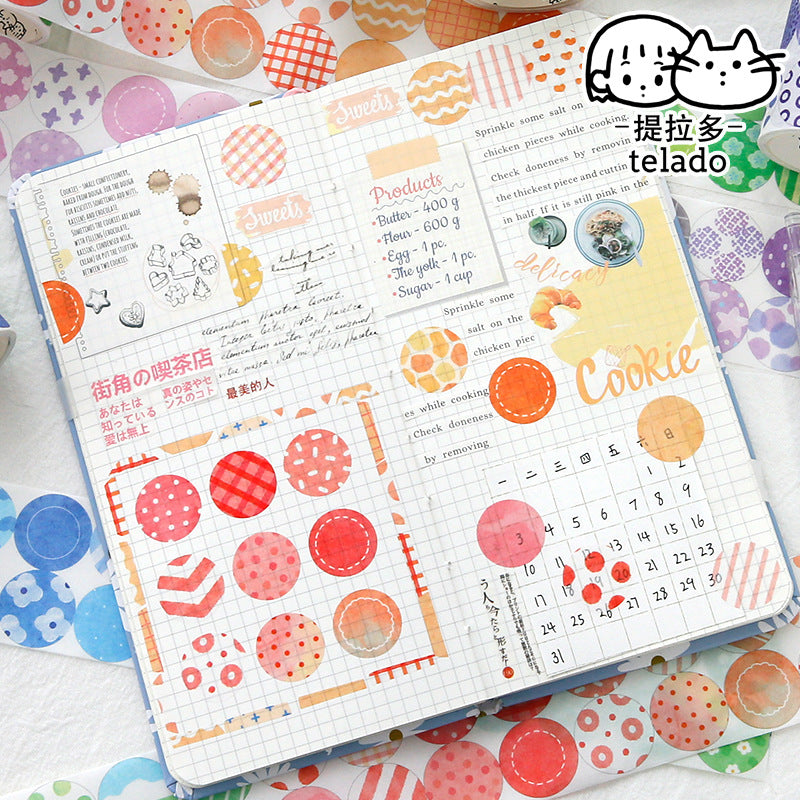 Round Colored Tape Stickers 4.5cm*3m #st8486