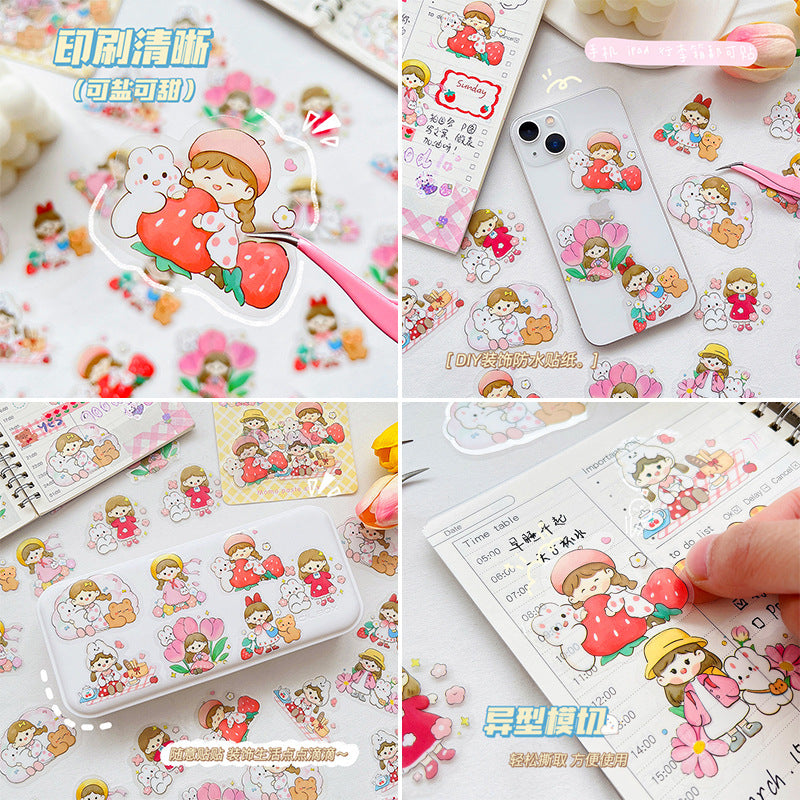 Cute girl PET waterproof hand account sticker #S6616