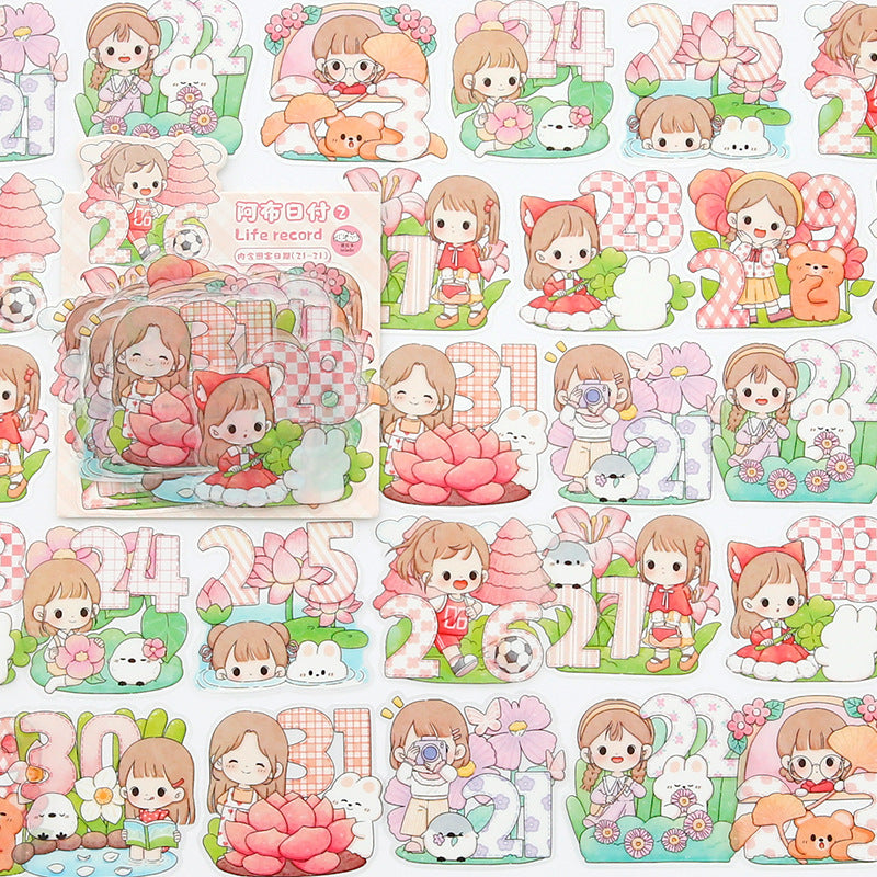 Cute girl water cup cartoon sticker #S7150