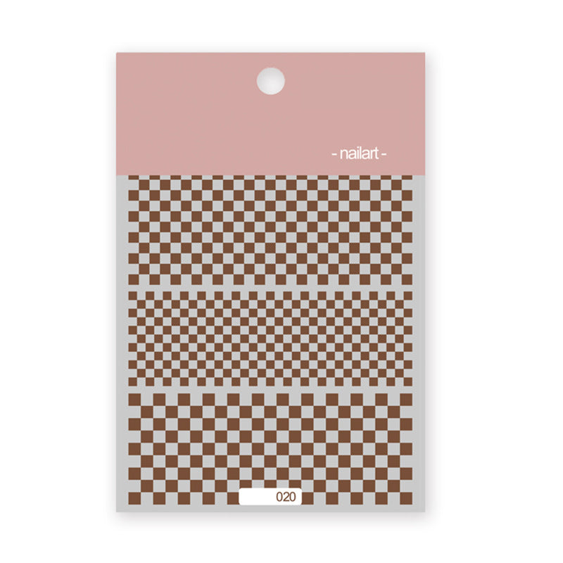 Cartoon Bear Rabbit Black White Plaid Nail Stickers #NA3566