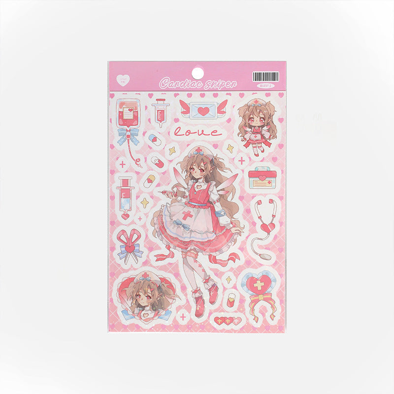 Cartoon sweet cool girl DIY hand account material decoration sticker #S9760