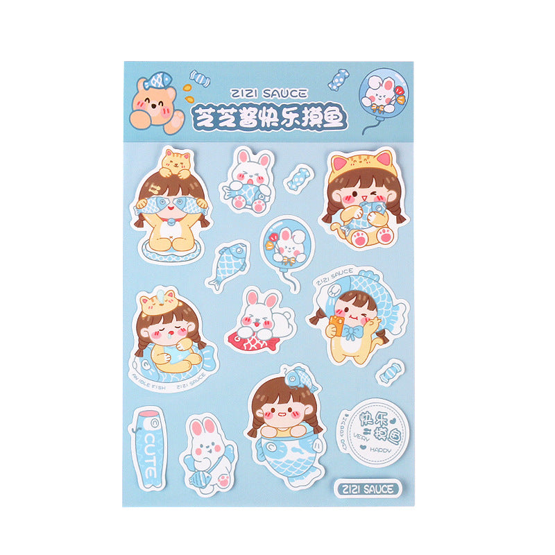 2pcs/lot New girl cute cartoon waterproof sticker #s5743