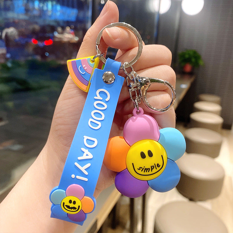 Colorful smiley flower cute cartoon keychain #K5910