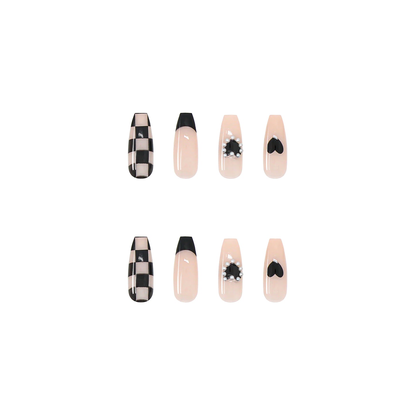 Black and White Love Fake Nail #N2553