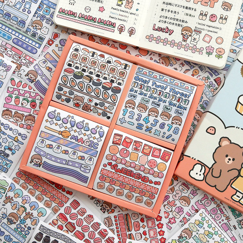 PET waterproof sticker hand account gift box 100pcs/lot #S5718