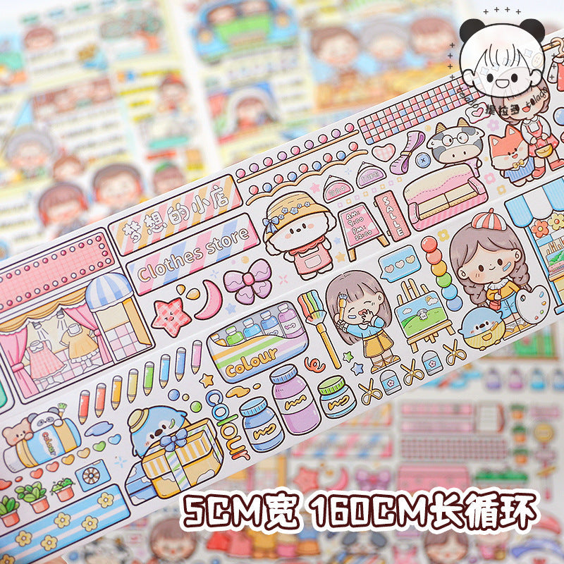 Shopping together series cute girl cartoon hand account decoration sticker #S2104