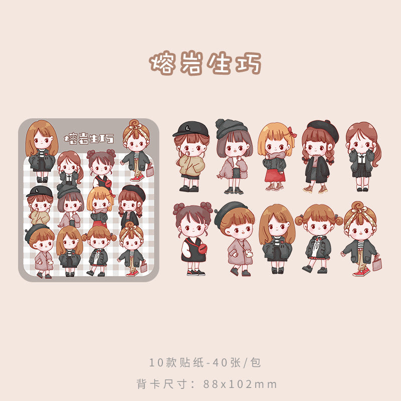 40 Pcs/Lot PET sticker 10 Girls Style cute cartoon waterproof decorative sticker #ST3145